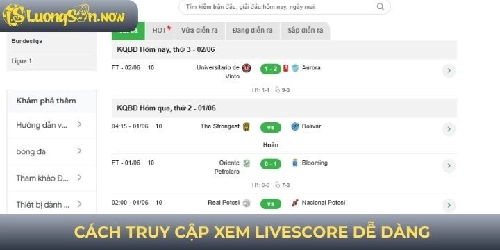 Hướng dẫn truy cập livescore tại trang dễ dàng